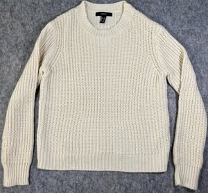 Forever 21 / Womens Medium / Cream Chunky Ribbed Knit Crewneck Sweater